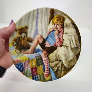 RECO Diddle Diddle Dumpling Plate 1984 Mother‎ Goose Series Boy Teddy Bear